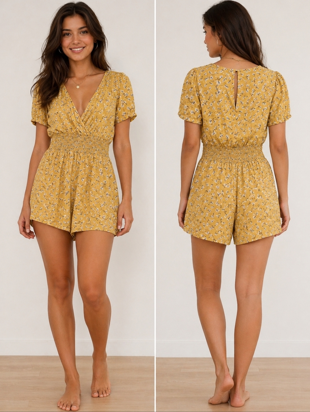Streetwear Society Yellow Floral Romper Size Lg